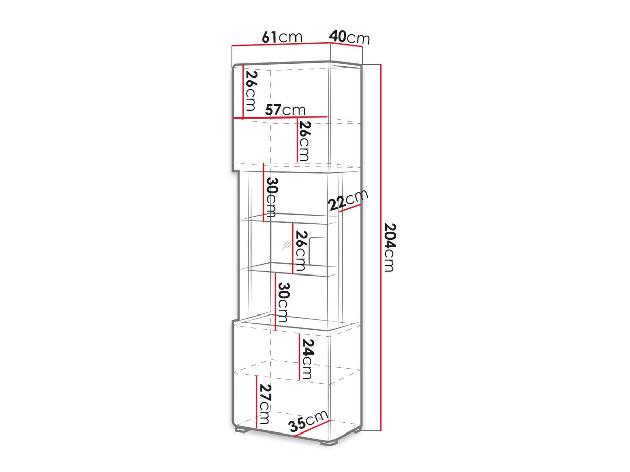 Polica Torsone 103 (Bijela + Sjajno bijela + Hrast San Remo)