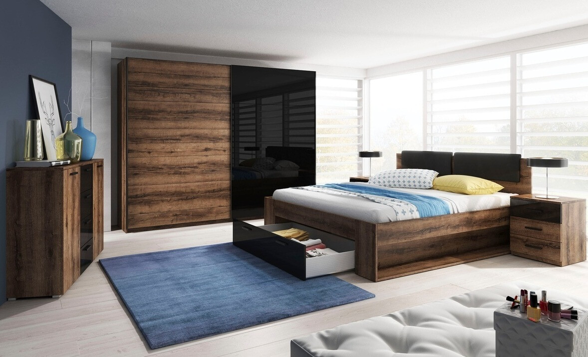 Krevet Levruvu 106 (Monastery hrast + Crna)