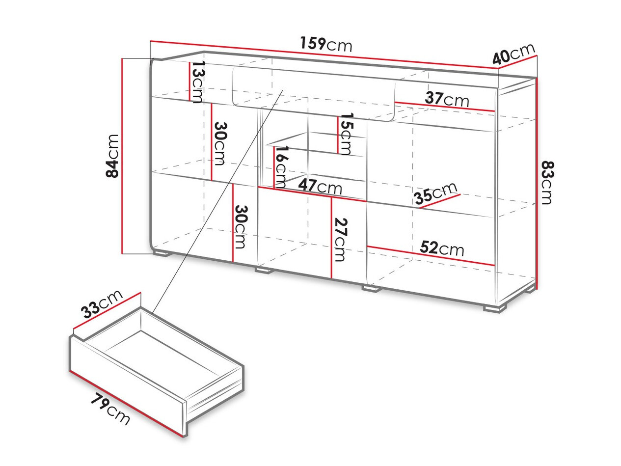 Komoda Torsone 108 (Antracit + Gloss antracit + Hrast Grandson)