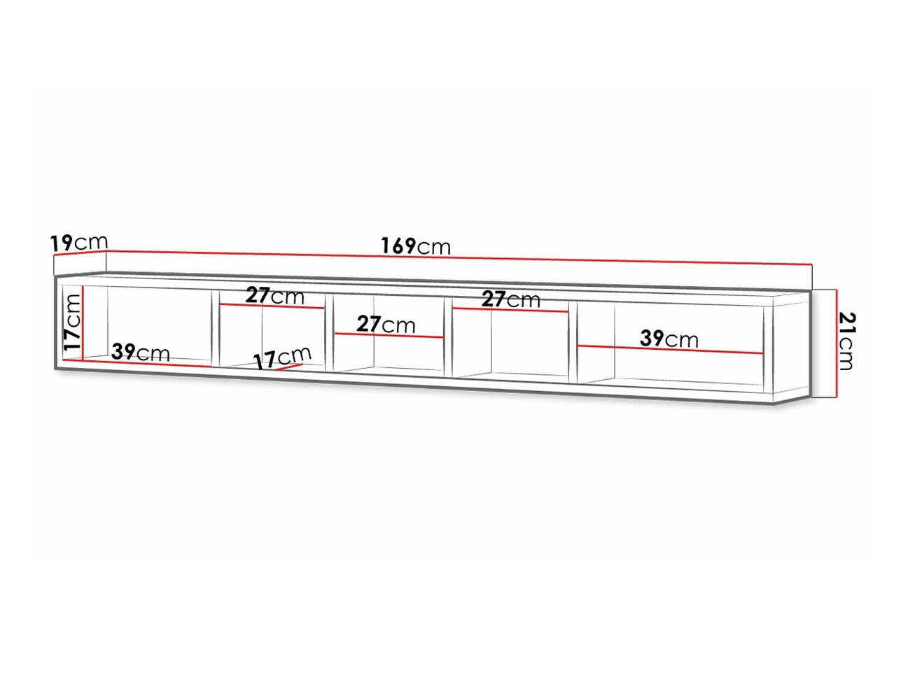 Zidna polica Torsone 105 (Antracit + Hrast Grandson)