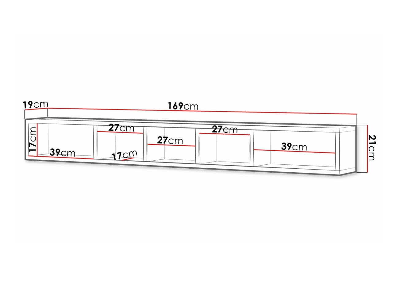 Zidna polica Torsone 105 (Bijela + Hrast San Remo)