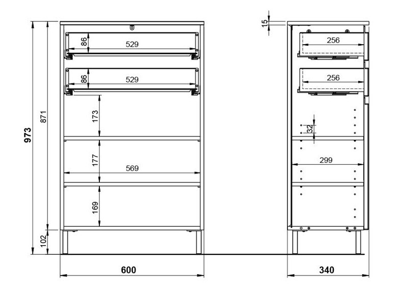 Samostojeći kupaonski ormarić Talmira 104 (Bijela + Sjajno bijela)