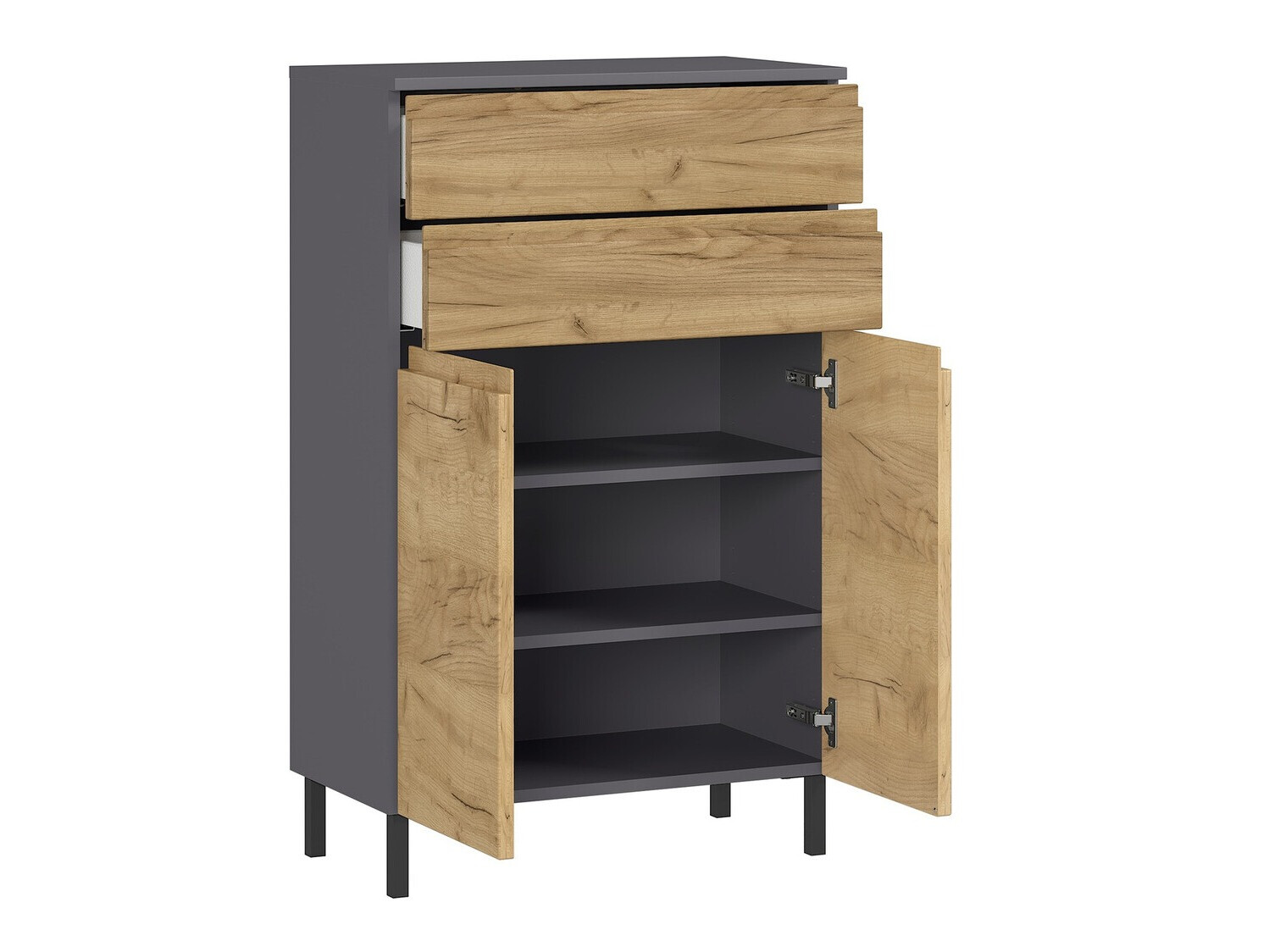 Samostojeći kupaonski ormarić Talmira 104 (Grafit + Hrast Grandson)