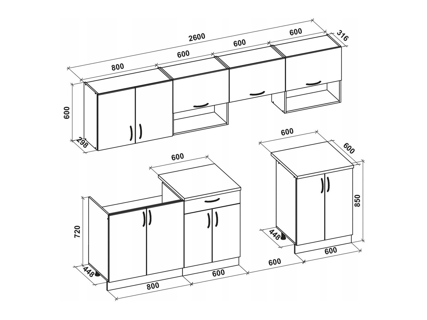 Kuhinjski set Houston 858 (Krem + Sonoma hrast)