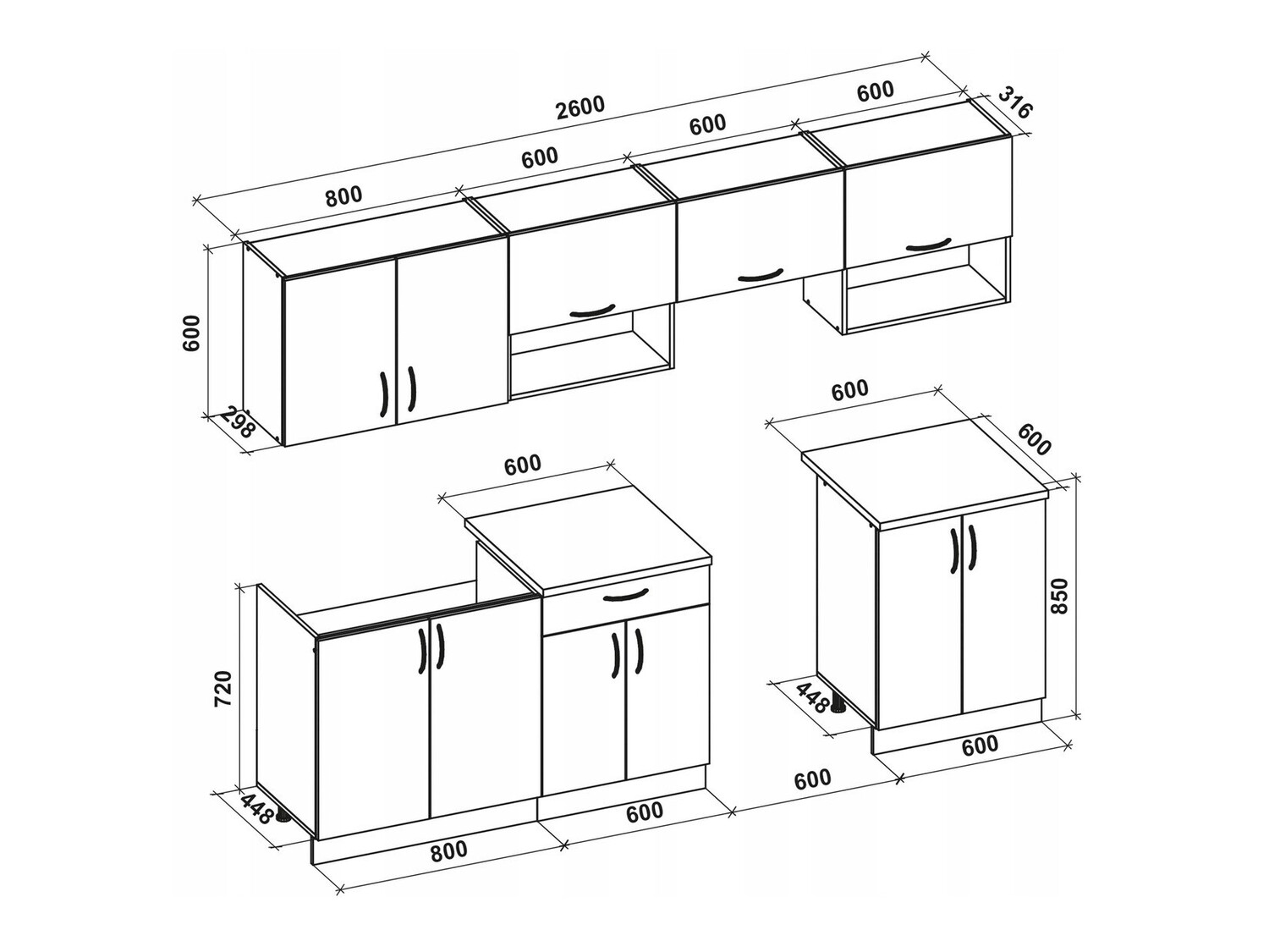 Kuhinjski set Houston 858 (Sjajno bijela + Sonoma hrast)