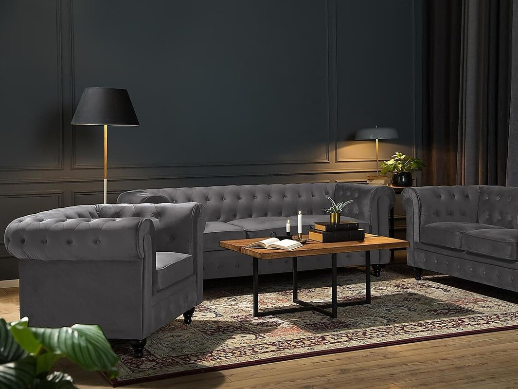 Chesterfield fotelja Manor House Ophfenu 100 (Tamno sivo)