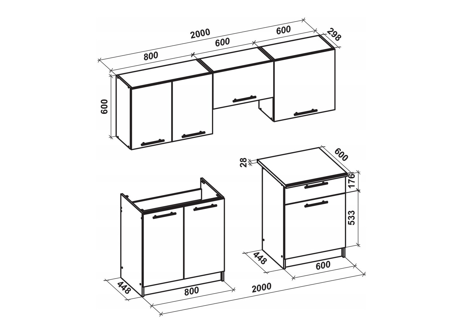 Kuhinjski set Houston 857 (Krem + Sonoma hrast)