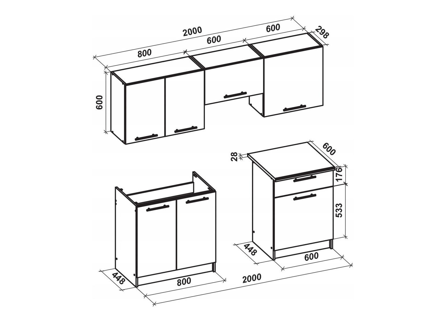 Kuhinjski set Houston 857 (Sjajno bijela + Sonoma hrast)