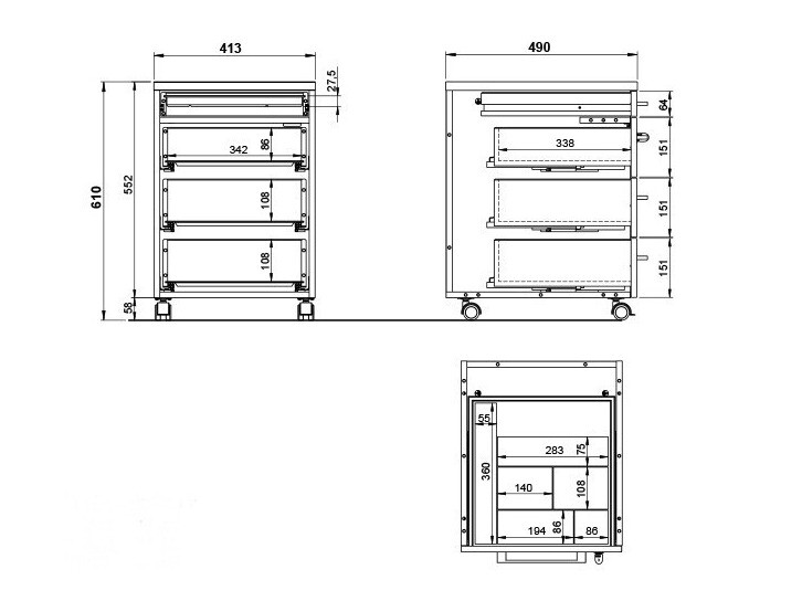 Ladičar Eliromo 107 (Grafit + Hrast Grandson)
