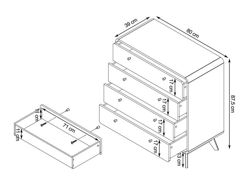 Komoda Elbtena 112 (Hrast + Crna)