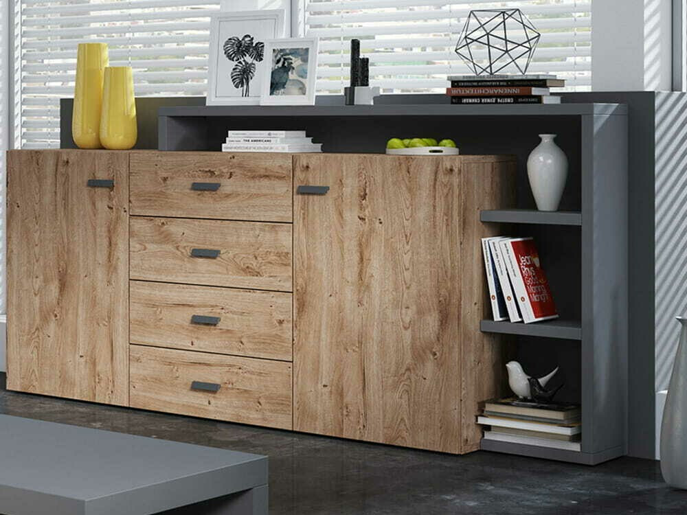 Komoda Lutiva 106 (Antracit + Ribbeck hrast)