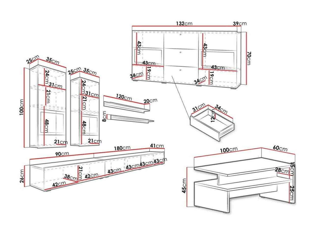 Set za dnevni boravak Serodeu 104 (Boja betona)