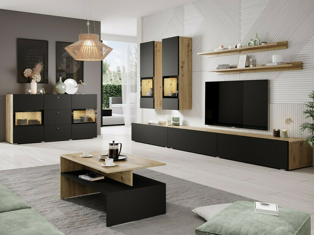 Stolić za kavu Serodeu 103 (Artisan hrast + Mat crna)