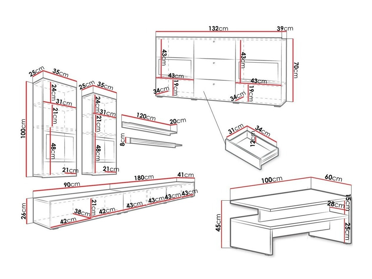 Set za dnevni boravak Serodeu 104 (Tamni beton)