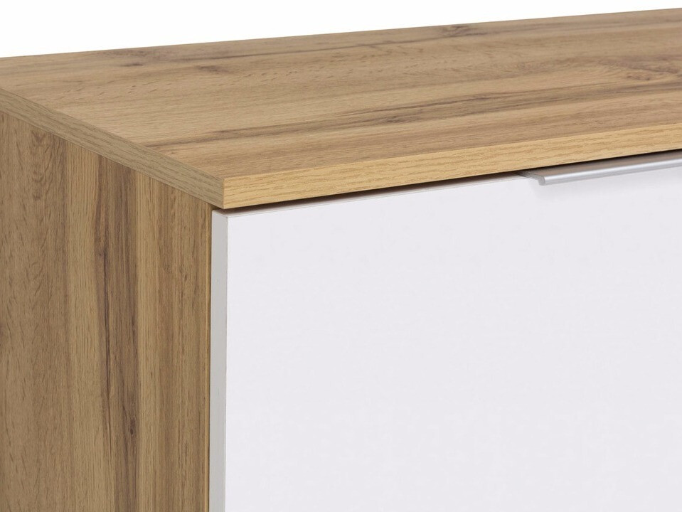 Komoda Tivetra 101 (Hrast Wotan + Sjajno bijela)