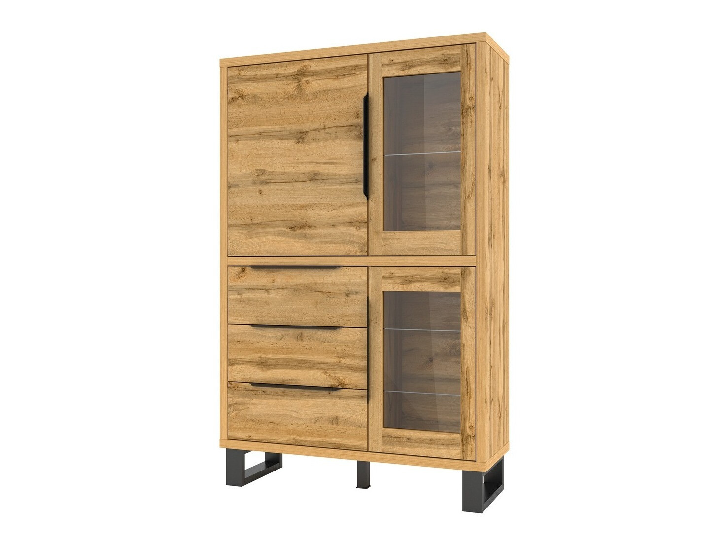 Polica Avicavu 104 (Hrast Wotan + Crna)