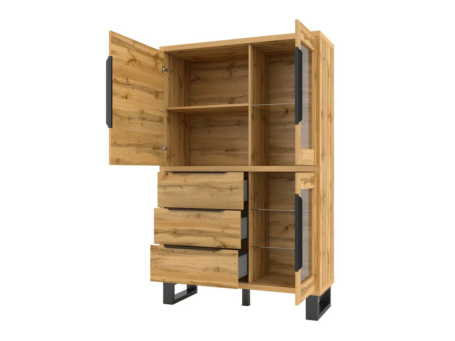 Polica Avicavu 104 (Hrast Wotan + Crna)