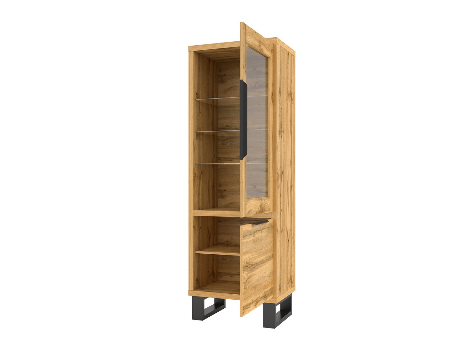 Polica Avicavu 108 (Wotan hrast + Crna)