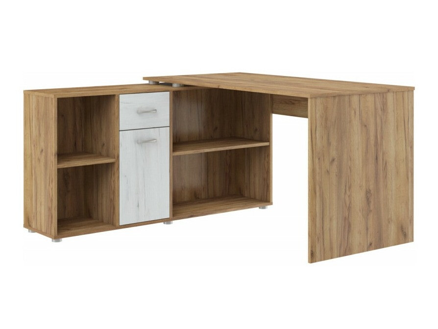 Kutni uredski stol Gilroy 113 (Craft hrast + Bijela Craft)