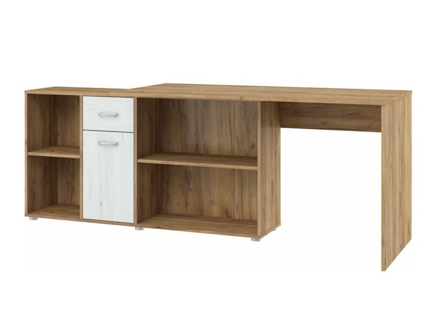 Kutni uredski stol Gilroy 113 (Craft hrast + Bijela Craft)