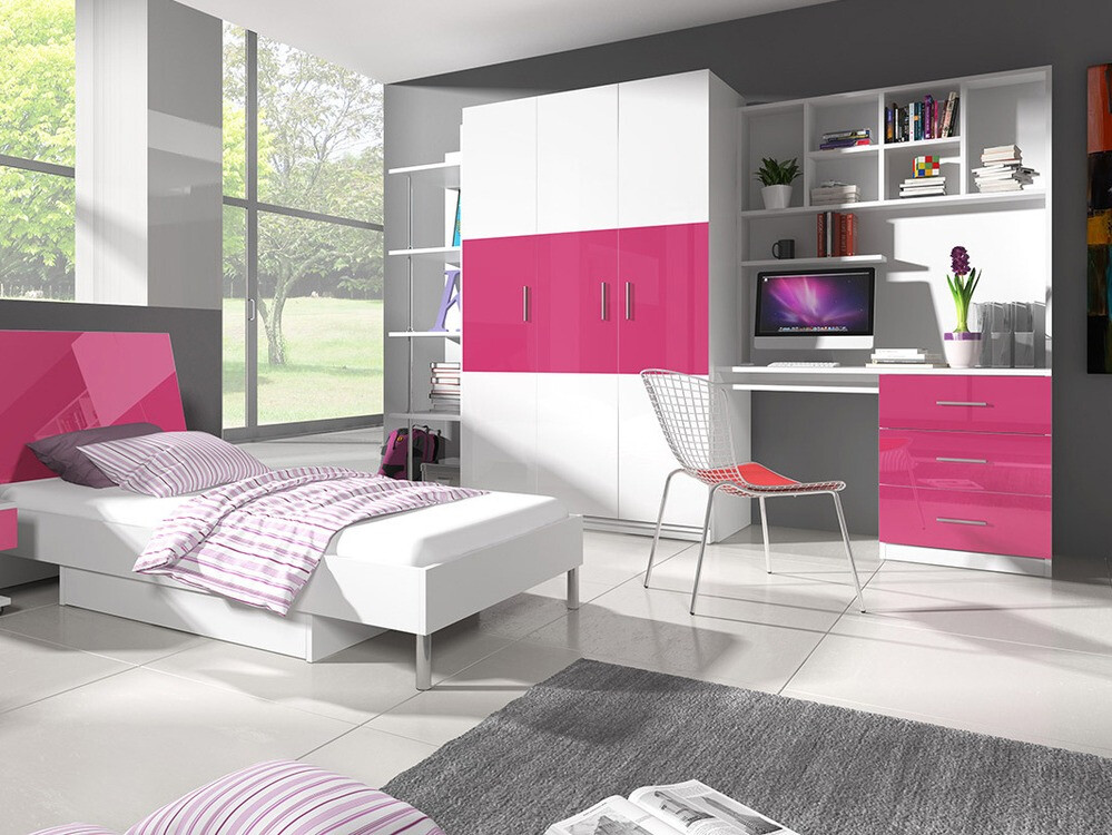 Uredski stol Salmere 109 (Bijela + Sjajno bijela + Sjajno ružičasta)