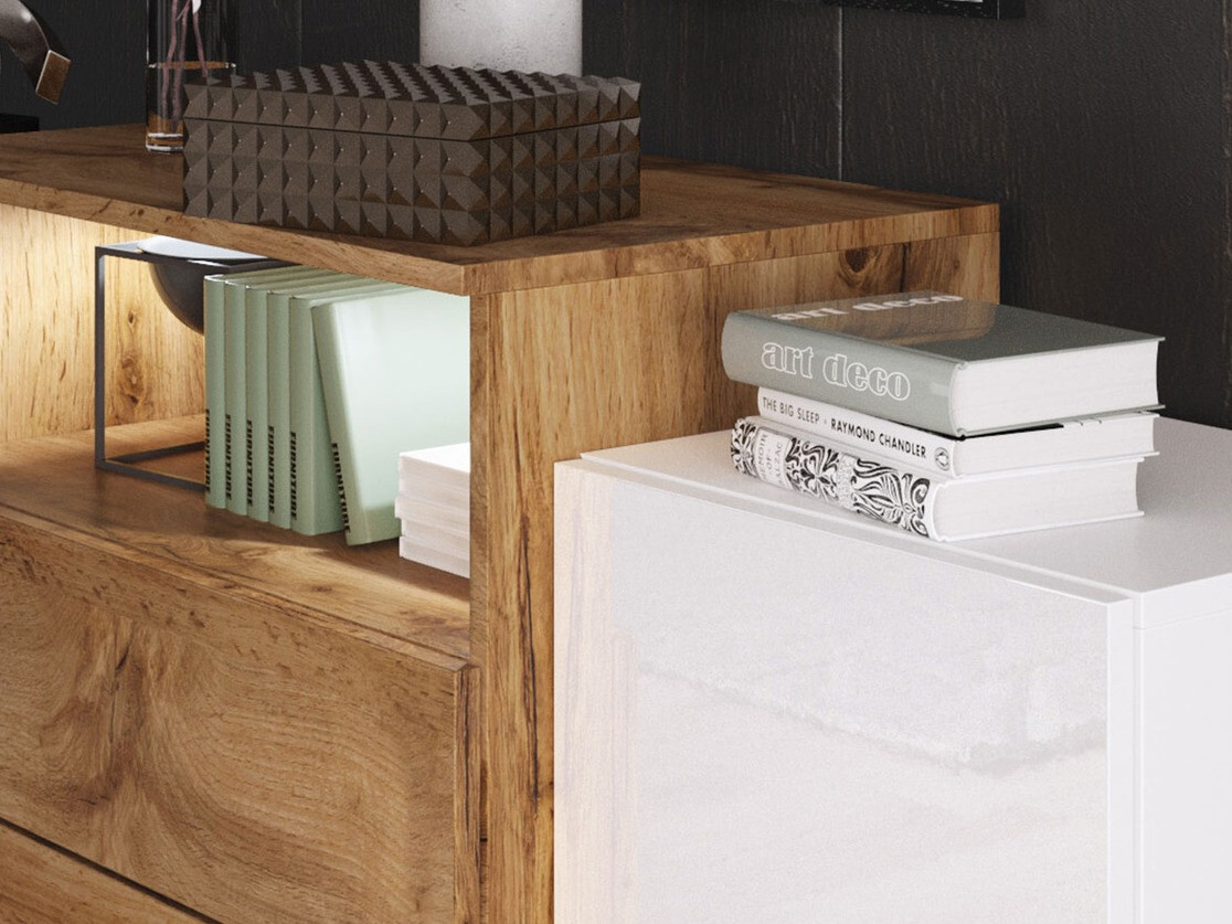 Komoda Sarasota 127 (Bijela + Sjajno bijela)