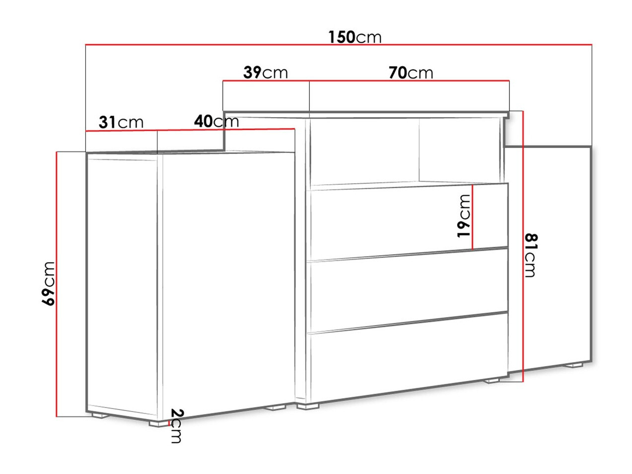 Komoda Sarasota 127 (Wotan hrast)