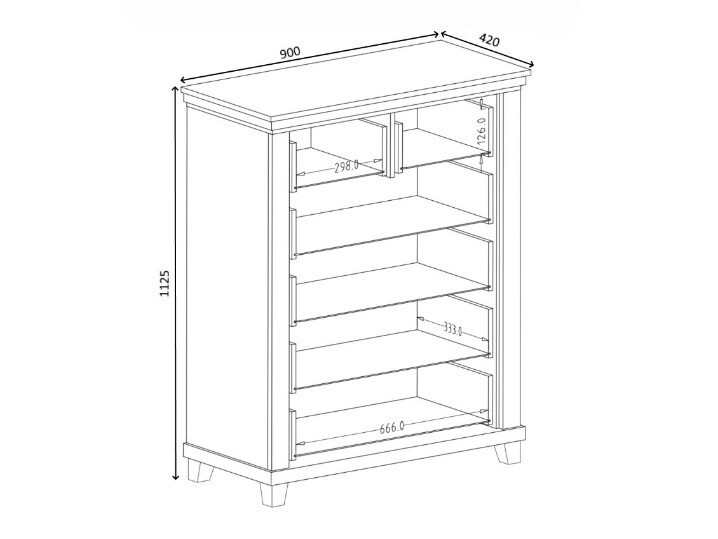 Komoda Tolnue 121 (Tamnozelena + Hrast lefkas)
