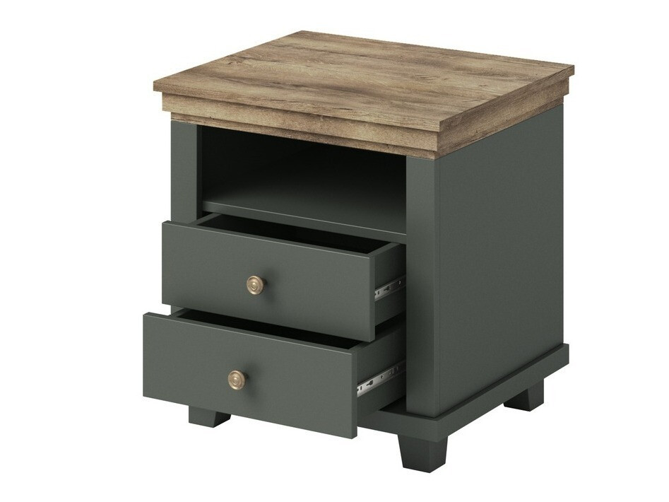 Noćni ormarić Tolnue 117 (Tamnozelena + Hrast lefkas)