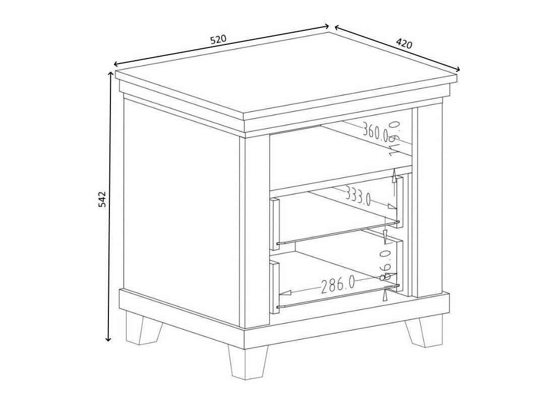 Noćni ormarić Tolnue 117 (Tamnozelena + Hrast lefkas)