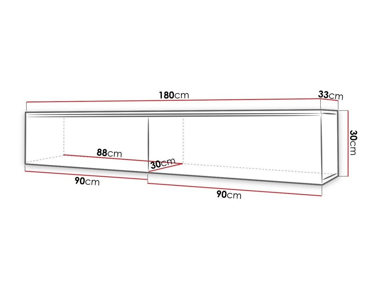 TV stol Sarasota 121 (Wotan hrast + Sjajno crna)