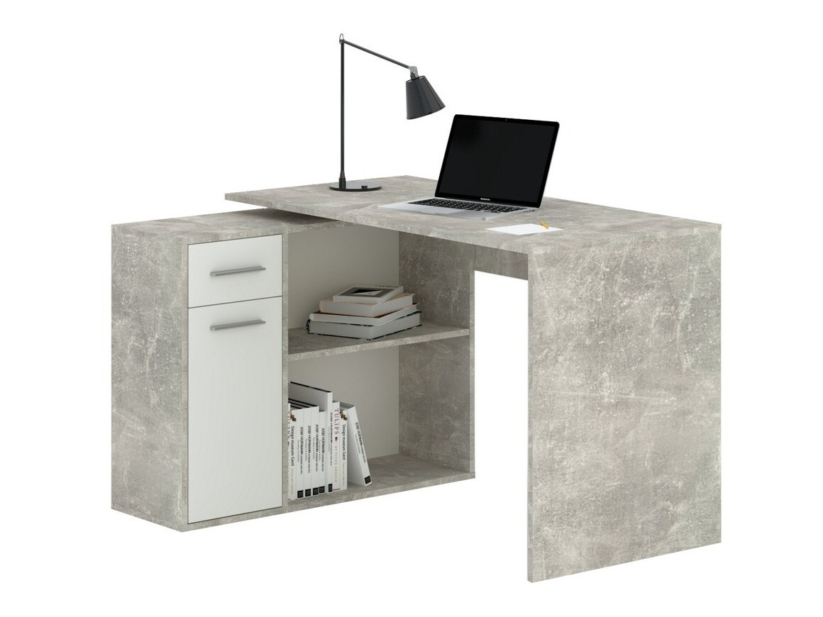 Kutni uredski stol Bristol 123 (Boja betona + Bijela)