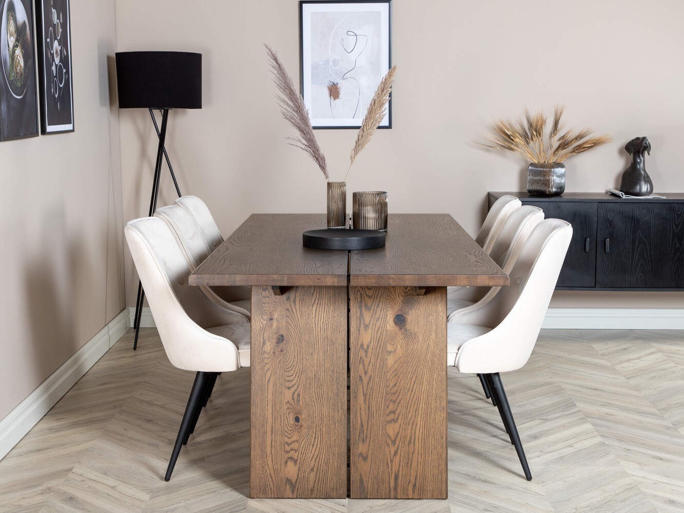 Blagovaonski set Dallas 1807 (Crna + Bež)