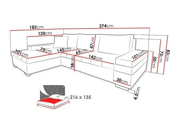 Kutna garnitura Comfivo 121 (Magic Velvet 2217 + Magic Velvet 2258 + Magic Velvet 2217)