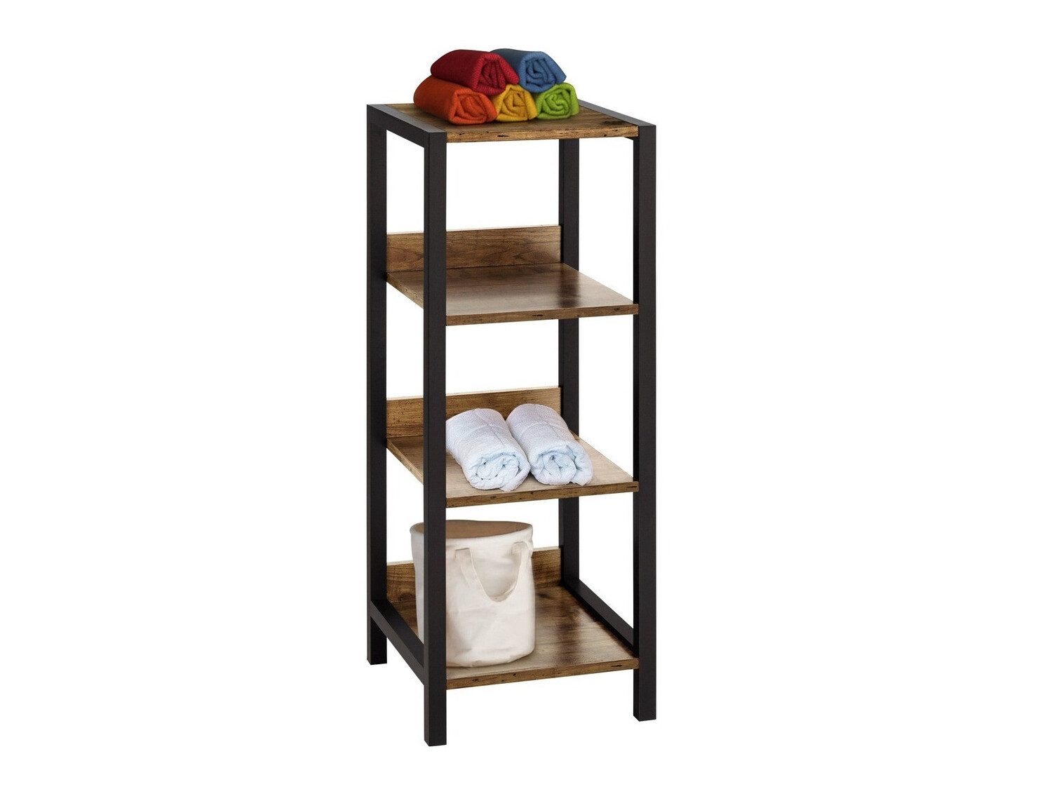 Polica Larnovo 107 (Tamni hrast + Crna)