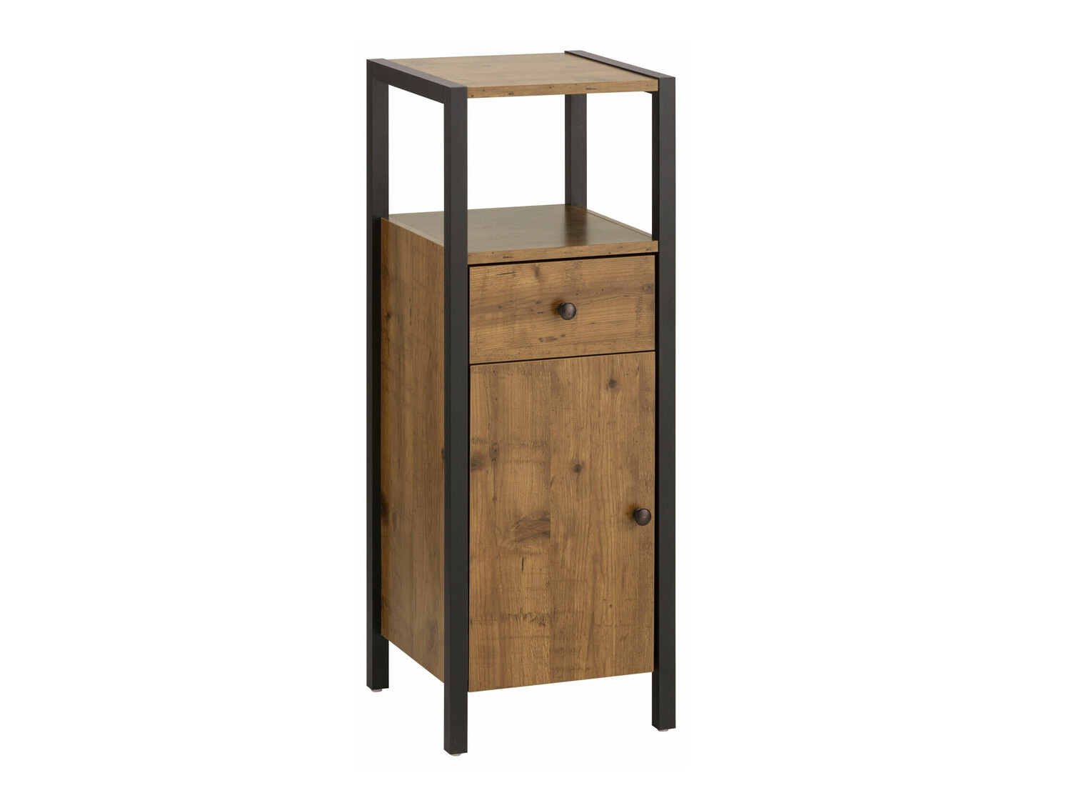 Samostojeći kupaonski ormarić Larnovo 112 (Tamni hrast + Crna)