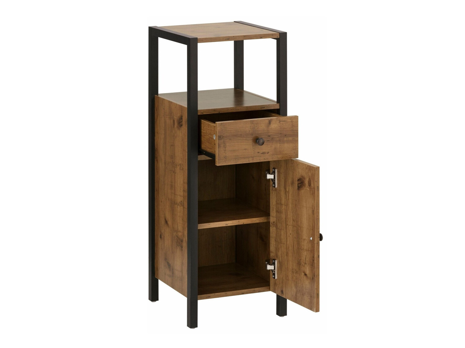 Samostojeći kupaonski ormarić Larnovo 112 (Tamni hrast + Crna)