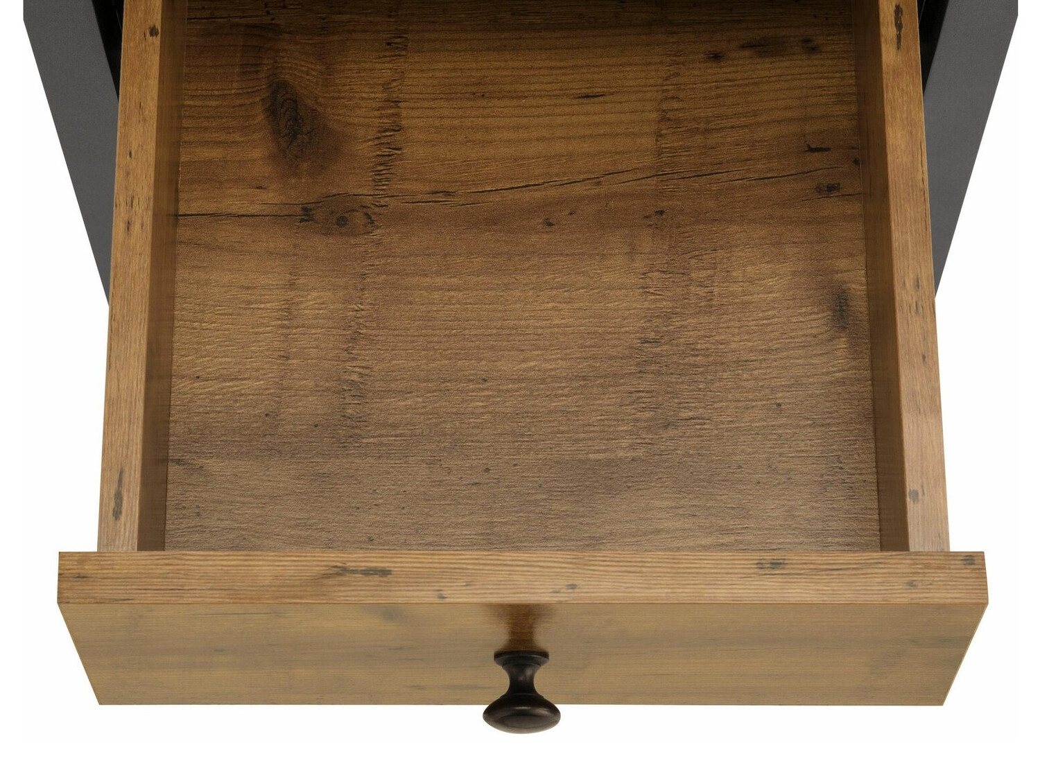 Samostojeći kupaonski ormarić Larnovo 112 (Tamni hrast + Crna)