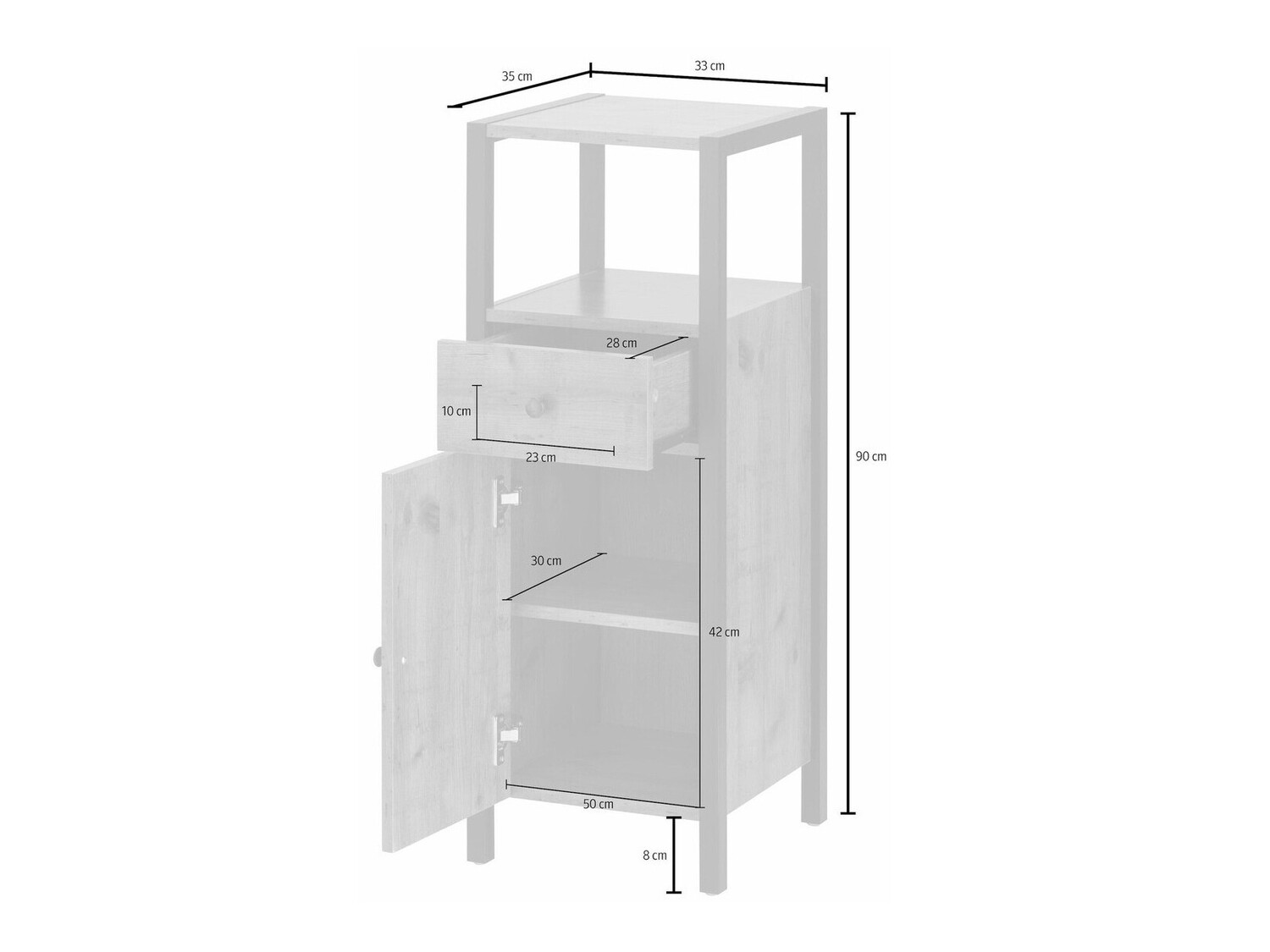 Samostojeći kupaonski ormarić Larnovo 112 (Tamni hrast + Crna)
