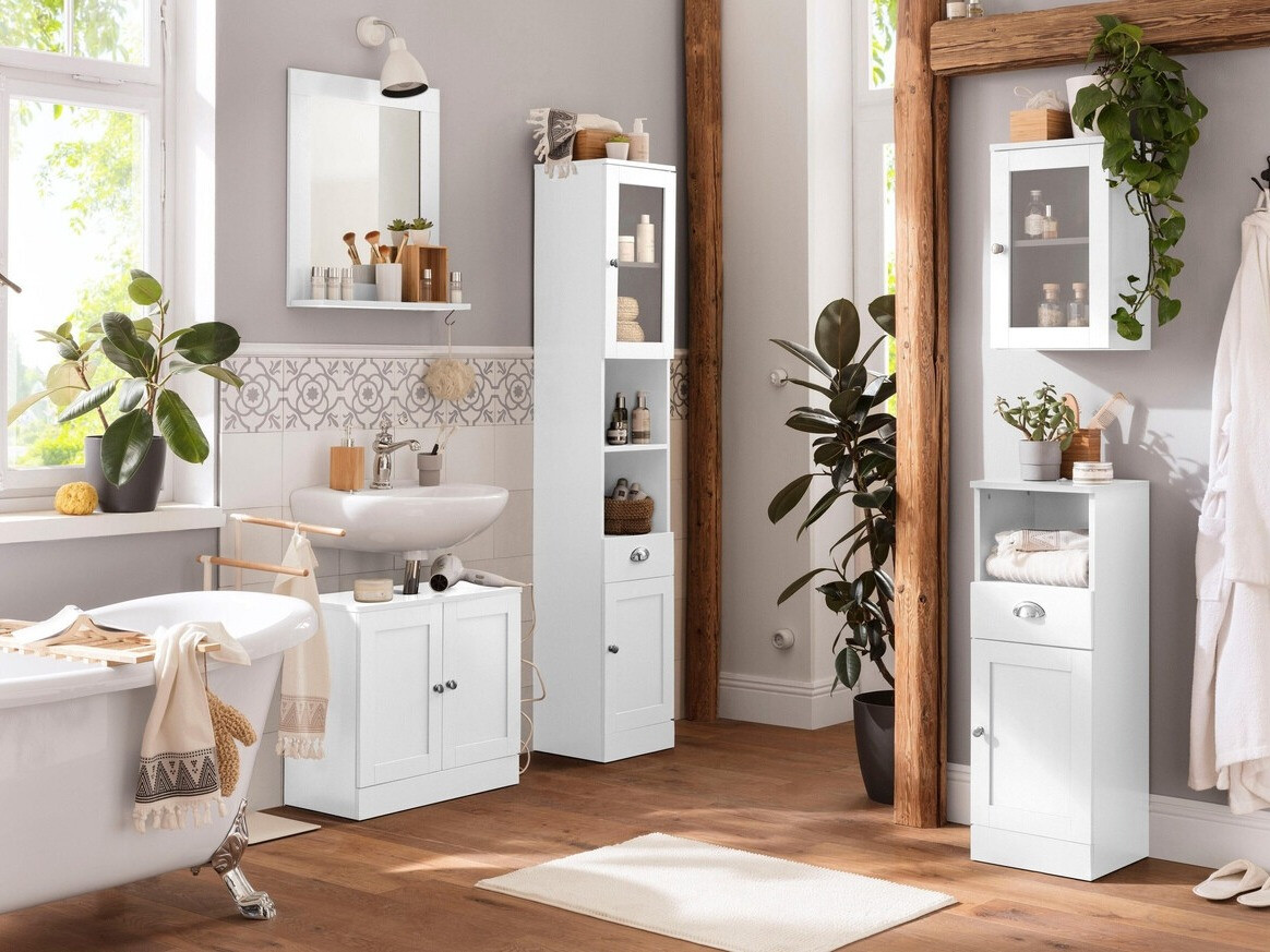 Samostojeći kupaonski ormarić za umivaonik Elmvene 106 (Bijela)