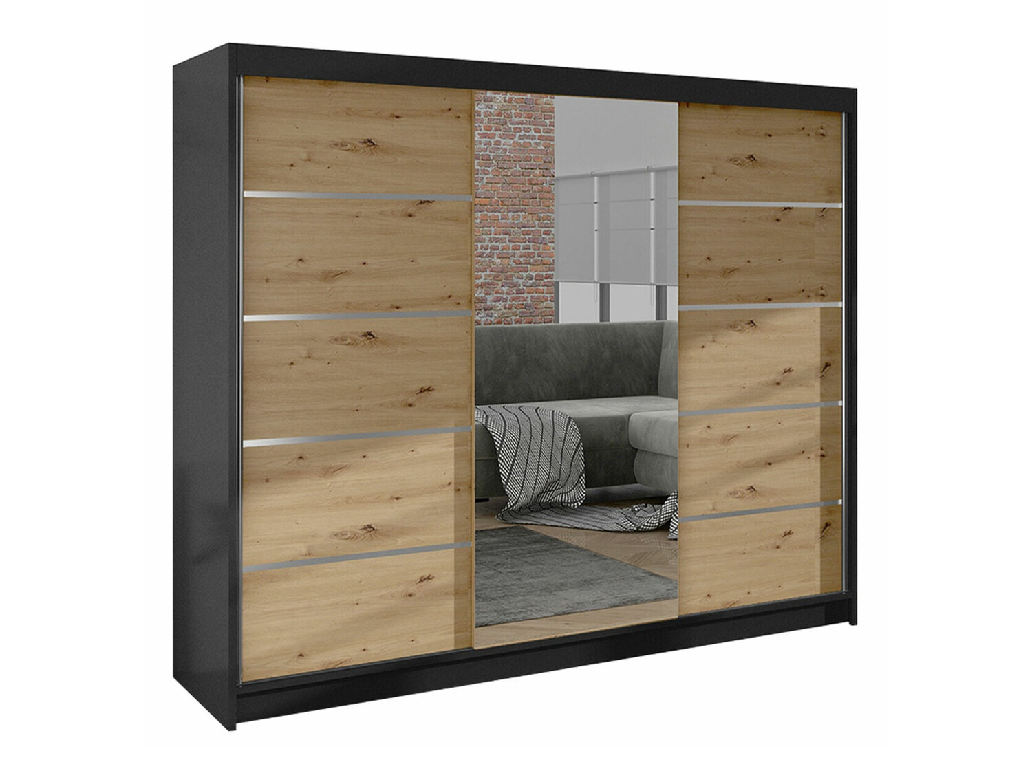 Ormar Closico 161 (Crna + Artisan hrast)