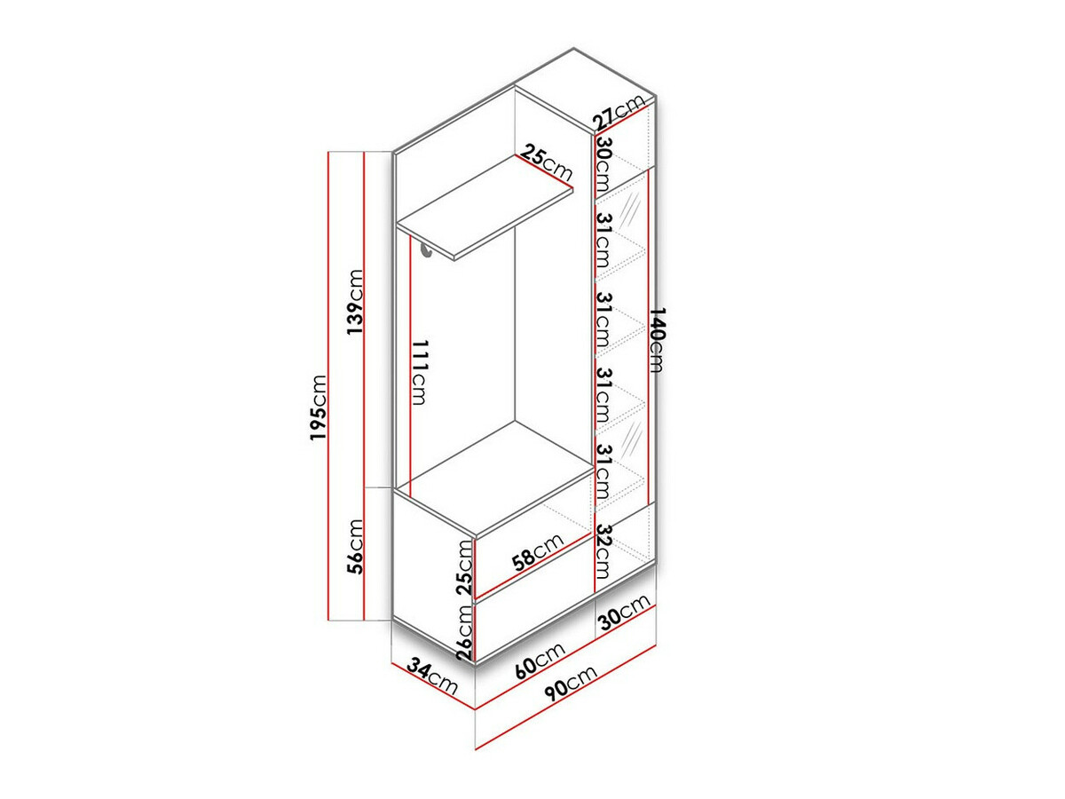 Set za hodnik Lantudo (Bijela)