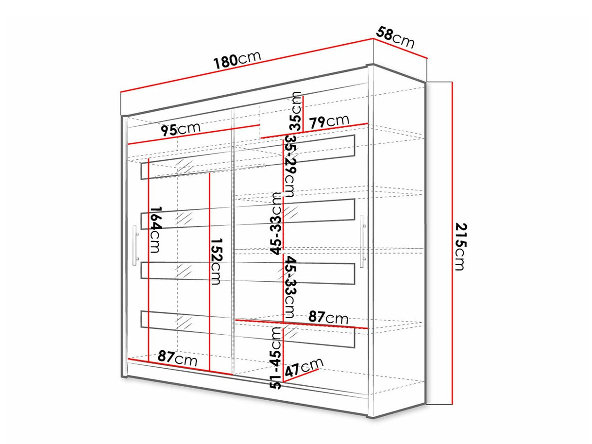 Ormar Closico Pallor XI (Bijela + Sjajno crna)