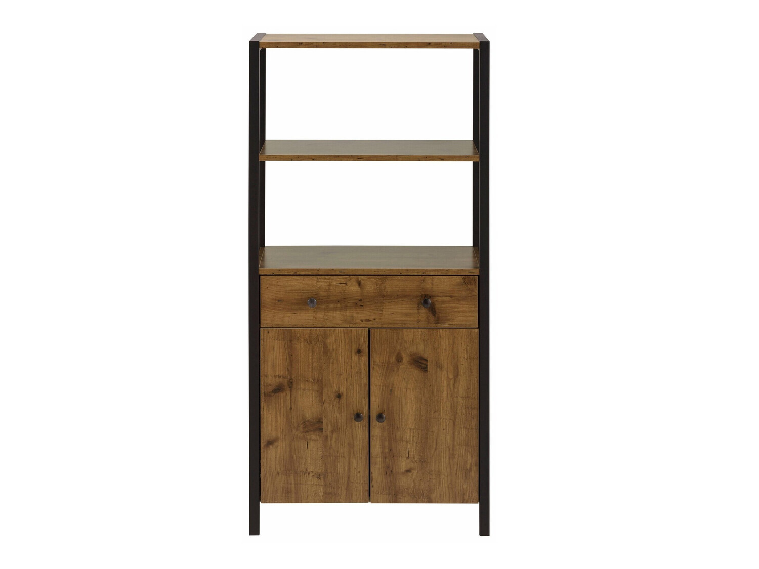 Kupaonska polica Larnovo 111 (Tamni hrast + Crna)