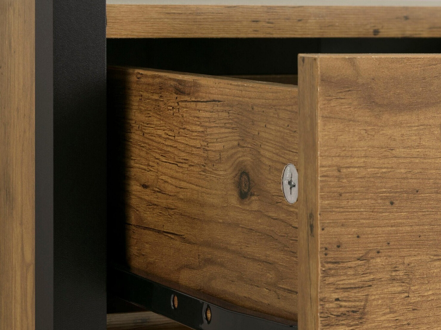 Kupaonska polica Larnovo 111 (Tamni hrast + Crna)