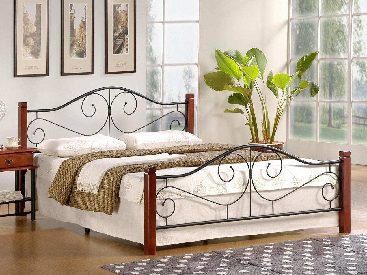 Krevet Houston 574 (Trešnja + Crna)