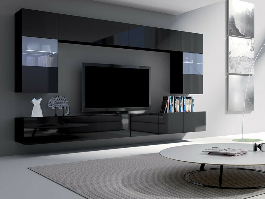 Dnevni boravak Tivdalu 105 (Crna + Sjajno crna)