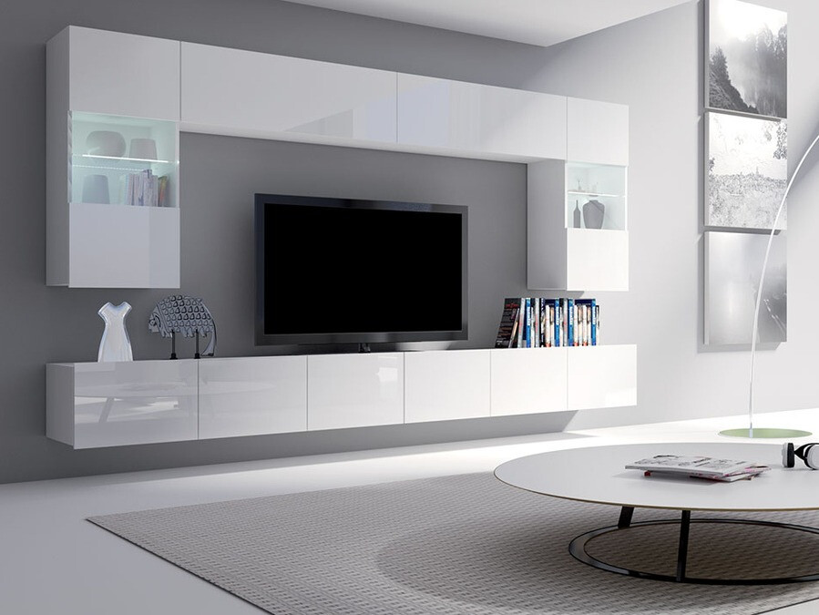 Set za dnevni boravak Tivdalu 105 (Bijela + Sjajno bijela)