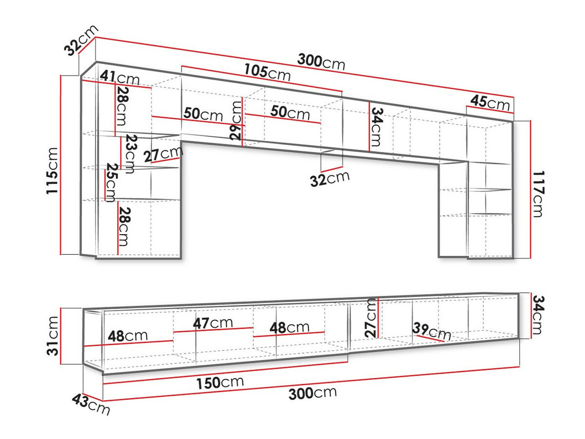 Set za dnevni boravak Tivdalu 105 (Bijela + Sjajno bijela)