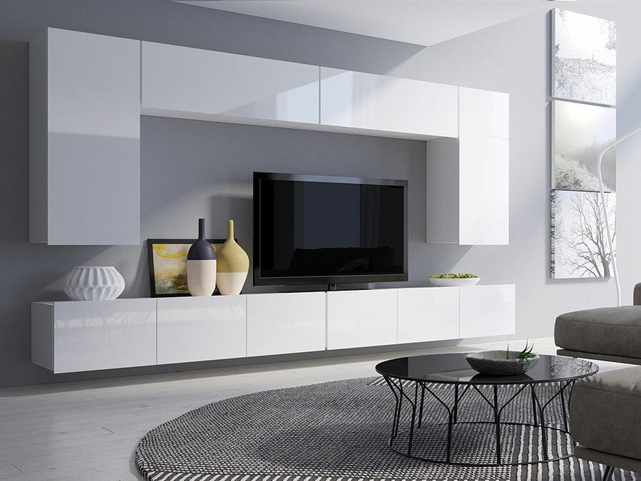 Set za dnevni boravak Tivdalu 135 (Bijela + Sjajno bijela)